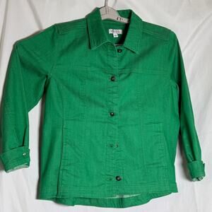 Denim & Co Women’s Green Jean Jacket Size M Button Up